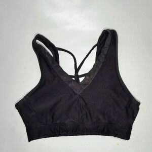 Avia Women's Strappy Back Athletic Yoga Sports Bra, Mesh Neckline, M